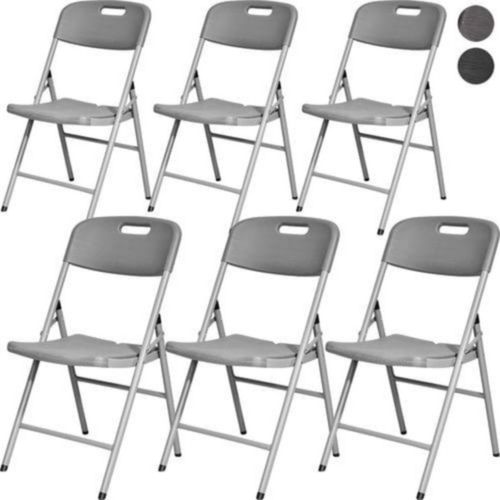 Set Kit 6 Sillas Plegables Pvc Jardin Exterior Tipo Madera Gris  Jardimex