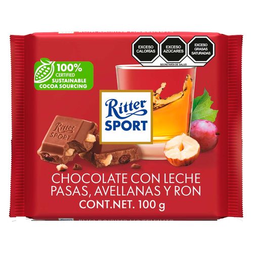 Chocolate Ritter Sport Ron con Pasas 100g