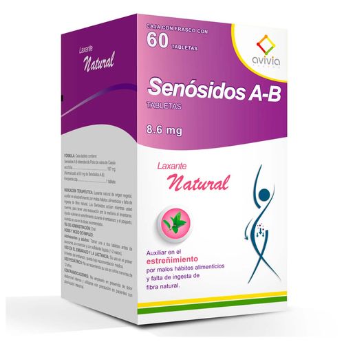 Tabletas Genéricas Senósidos A-B 8.6mg Caja con 60 Tabletas