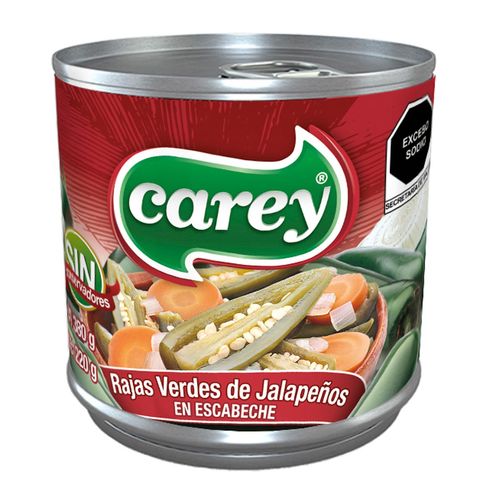 Chiles Carey Rajas Verdes de Jalapeño en Escabeche 380g
