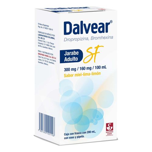 Jarabe Dalvear Adultos 300mg/160mg/100ml Sabor Miel Lima Limón Frasco con 200ml