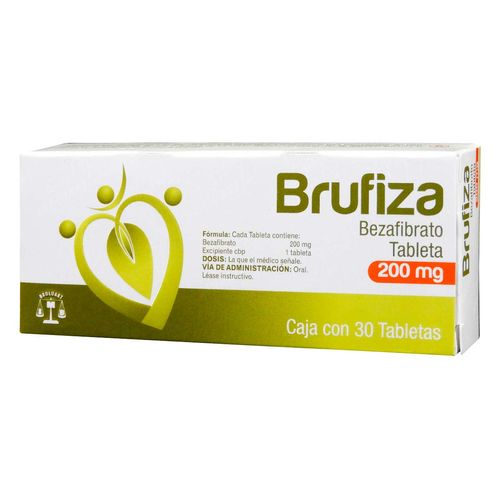 Tabletas Genéricas Bezafibrato 200mg Caja con 30 Tabletas