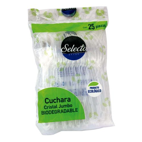 Cucharas Desechables Selecto Brand Biodegradables Cristal Jumbo 25 Cucharas