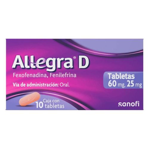 Allegra D Antihistamínico para Congestión Nasal y Alergias 10 tabletas