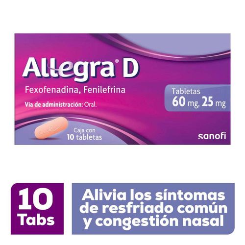 Allegra D Antihistamínico para Congestión Nasal y Alergias 10 tabletas