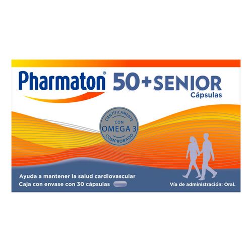 Pharmaton 50 + Senior Multivitamínico para Adultos 30 Cápsulas de 750 mg c/u