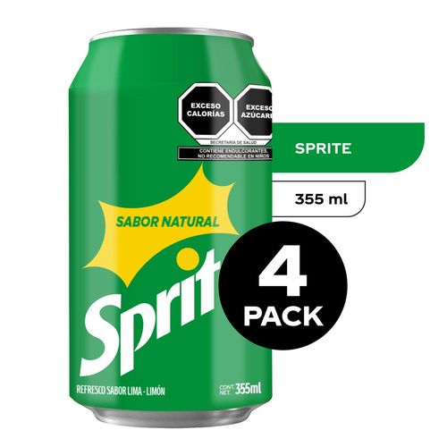 Refresco Sabor Lima Limón Sprite 355ml 4 Pack