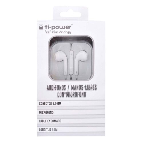 Audífonos Ti Power Manos Libres con Micrófono Blanco AUDMAC01B