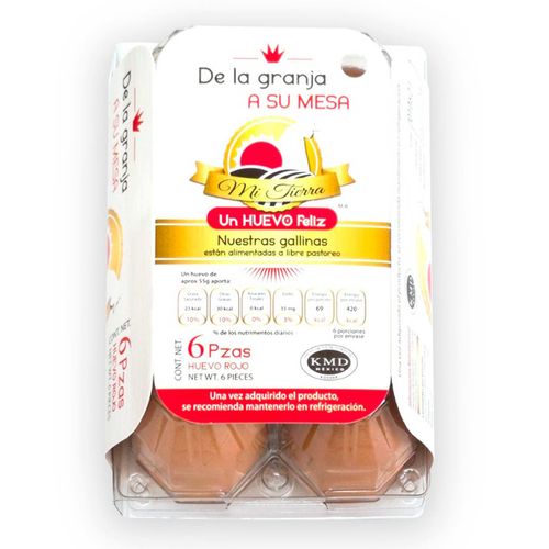 Huevo Mi Tierra Libre de Jaula Rojo 6 Piezas