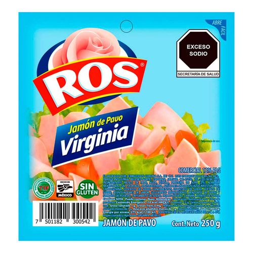 Jamón Virginia de Pavo Rebanado Ros 250g