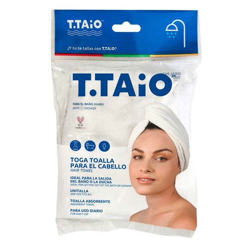 Toalla T-TAIO para Cabello Color Blanco.