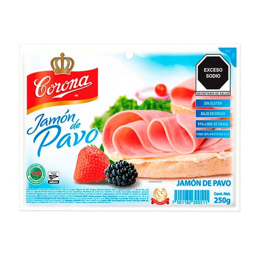 Jamón de Pavo Sabor Natural Corona Rebanado 250kg