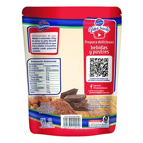 Avena en Polvo Calidad Bueno  Sabor Chocolate  400g