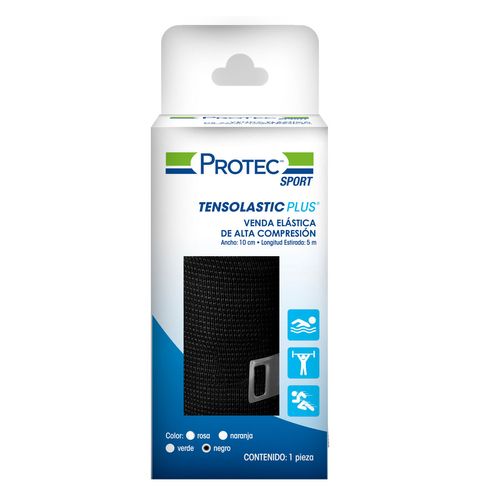 Venda de Alta Compresión Protec Negro (10cm x 5m)
