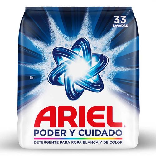 Detergente en Polvo Ariel Poder y Cuidado 33 lavadas 4kg