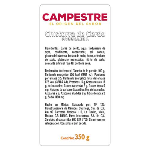 Chistorra Natural Parrillera Campestre 350g