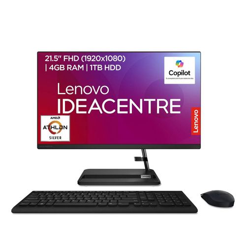 Computadora de Escritorio AIO Lenovo Athlon S 4GB 1TB Negra 21.5 Pulgadas FHD