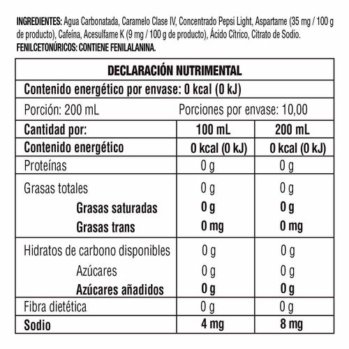 Refresco Pepsi Cola Light 2L