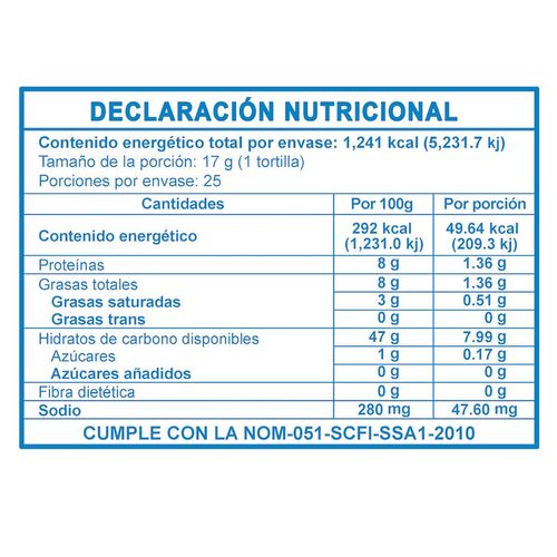 Tortillas de Harina de Trigo Nina con 25 Piezas