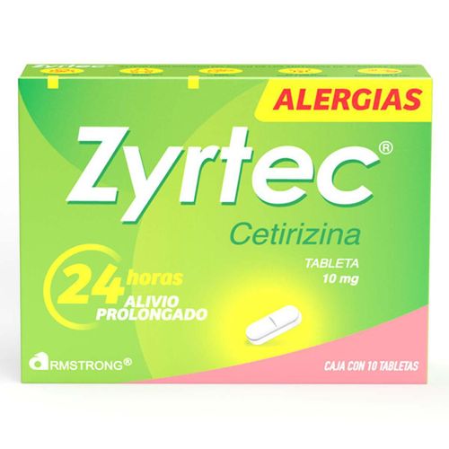 Tabletas Zyrtec de 10mg Caja con 10 Tabletas