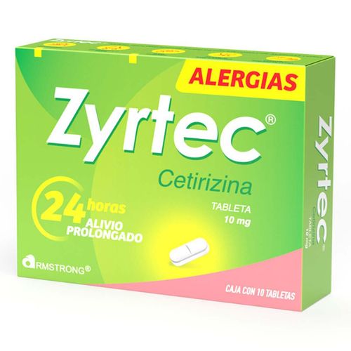 Tabletas Zyrtec de 10mg Caja con 10 Tabletas