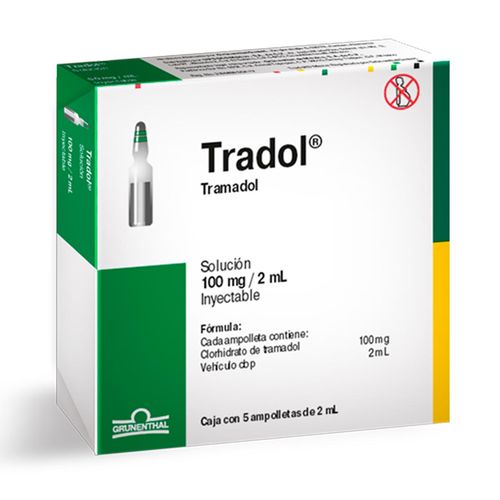 Solución Inyectable Tradol 100mg/2ml Caja con 5 Ampolletas de 2ml