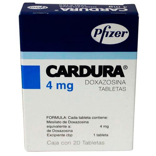 Tabletas Cardura 4mg Caja con 20 Tabletas