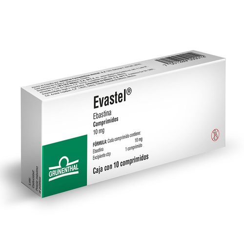 Comprimidos Evastel 10mg Caja con 10 Tabletas