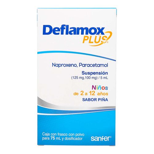 Suspensión Deflamox Plus Sabor Piña para Niños Frasco con Polvo para 75ml