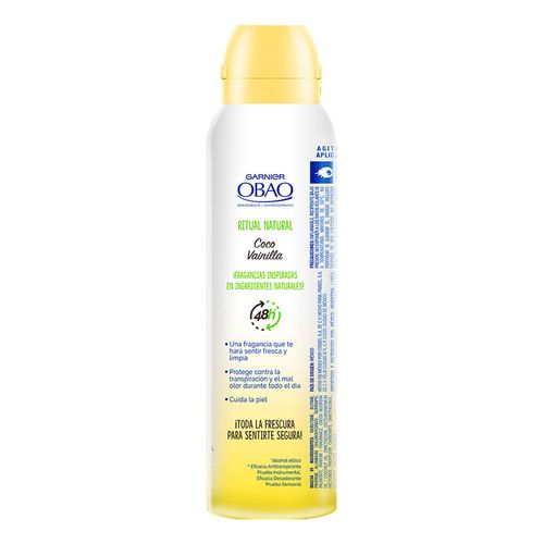 Antitranspirante en Aerosol Garnier Obao Ritual Natural Coco Vainilla 89g
