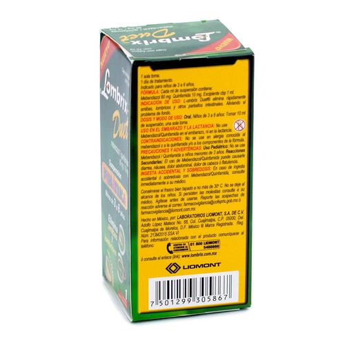 Suspensión Pediátrica Lombrix Duet Frasco con 10ml