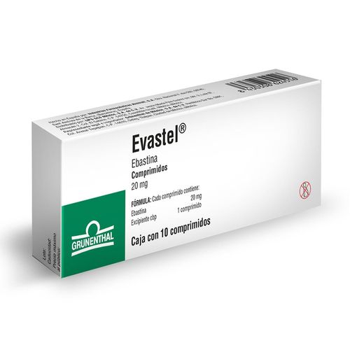 Comprimidos Evastel 20mg Caja con 10 Comprimidos