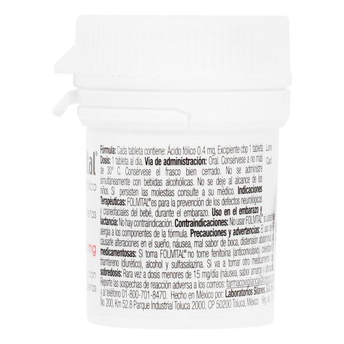 Tabletas Folivital 0.4 mg 30 Tabletas