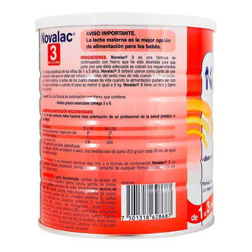 Fórmila Novalac 3 Sabor Vainilla 800g