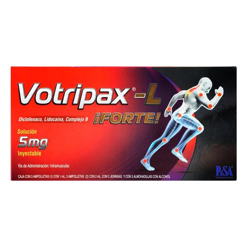 Solución Inyectable Votripax-L Forte 5mg Caja con 3 Ampolletas de 2ml, 3 Ampolletas de 1ml y 3 Jeringas