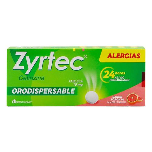 Tabletas Zyrtec Orodispersable de 10mg Caja con 10 Tabletas