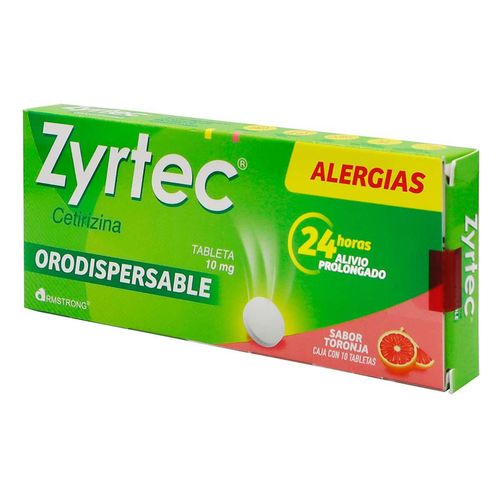 Tabletas Zyrtec Orodispersable de 10mg Caja con 10 Tabletas