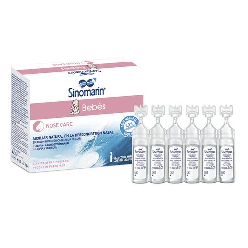 Solución Hipertónica de Agua de Mar Sinomarin Bebés Caja con 18 Ampolletas de 5ml
