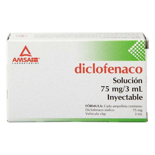 Solución Inyectable Diclofenaco 75mg/3ml Caja con 2 Ampolletas de 3ml