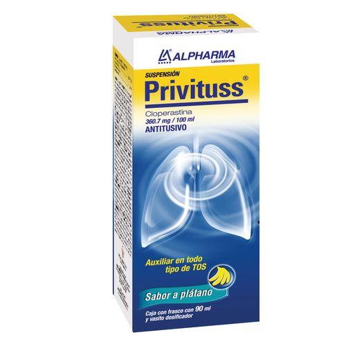 Suspensión Privituss Antitusivo Sabor Plátano Caja con Frasco con 90ml