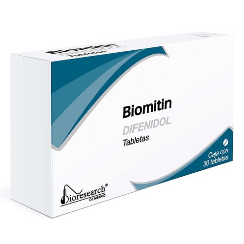 Tabletas Biomitin Difenidol 25mg Caja con 30 Tabletas
