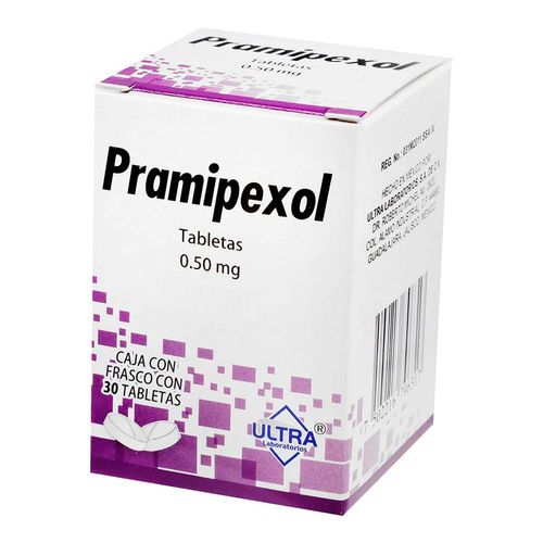 Tabletas Ultra Laboratorios Pramipexol 0.50mg Caja con 30 Tabletas.
