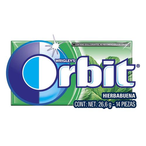 Goma de Mascar Orbit Hierbabuena Sin Azúcar Caja con 14 piezas 26.6g