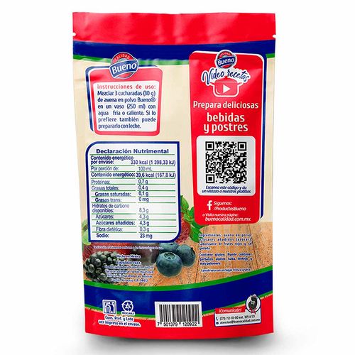 Avena en Polvo Calidad Bueno  Sabor Frutos Rojos 100g