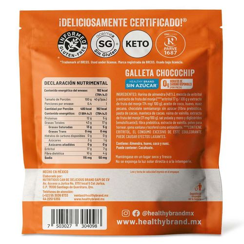 Galleta Healthy Brand Chocolate Chip 40g