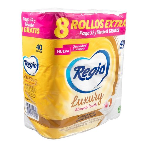 Papel Higiénico Regio Almond Touch Luxury 32 Rollos más 8