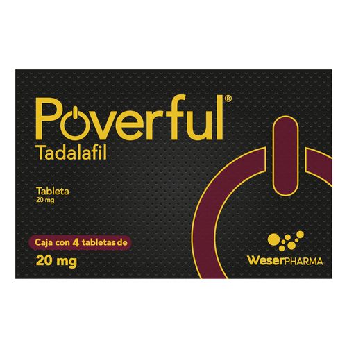 Poverful Tadalafil Caja 4 Tabletas 20mg