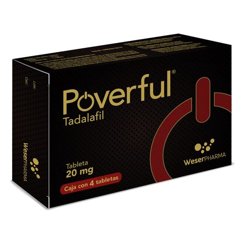 Poverful Tadalafil Caja 4 Tabletas 20mg