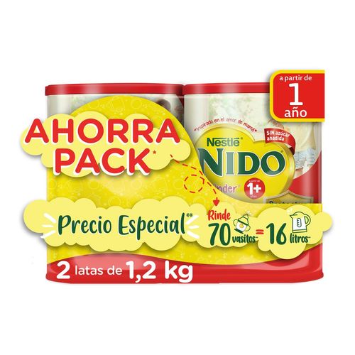 Alimento Para Niños de Corta Edad Nido Kinder 1+ 2 Latas 1.2kg c/u