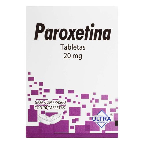 Tabletas Paroxetina 20mg Frasco con 10 Tabletas
